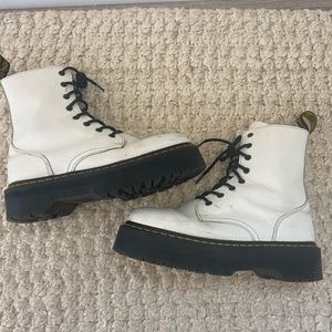 White platform Dr. Martens boots. Lightly worn.